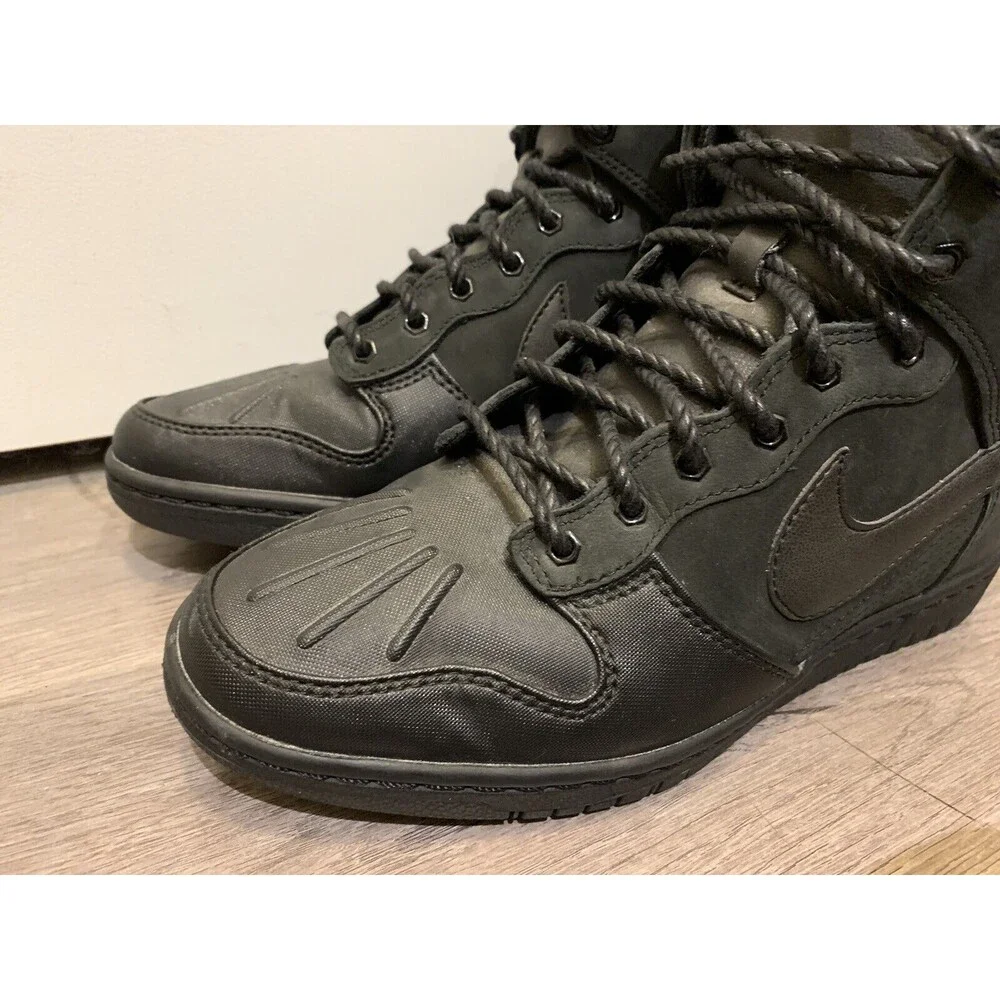 Nike Dunk Sky Hi Heel Gray Black Suede Wedge‎ Boot 616715-001 Women Size 8